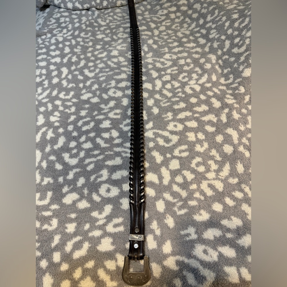 Vintage Circle Y Black Leather Braided Belt